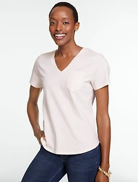 Patch Pocket Short Sleeve V-Neck Tee