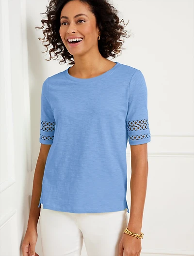 Lace Trim Crewneck Tee