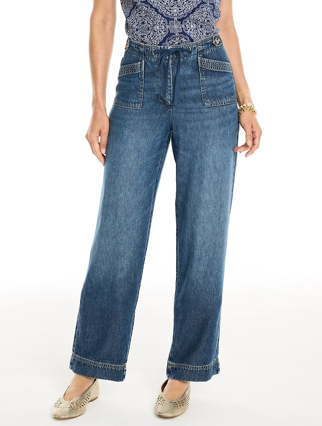 Supersoft Straight Leg Drawstring Jeans - Inglewood Wash