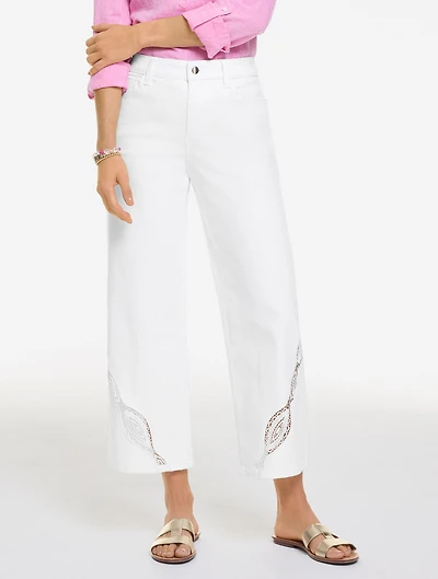 Wide Crop Jeans - White