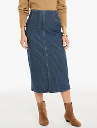 Denim Pencil Skirt - Pinstripe