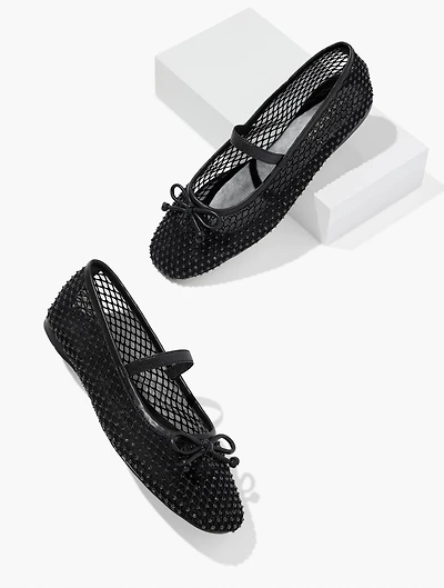 Blaine Soft Sole Mesh Rhinestone Ballet Flats