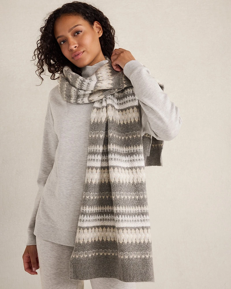 Organic Cotton Blend Nostalgic Fair Isle Scarf