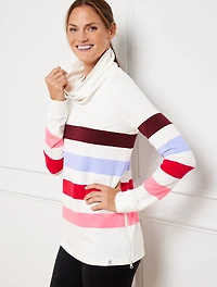Modal French Terry Side Zip Pullover - Maze Stripe