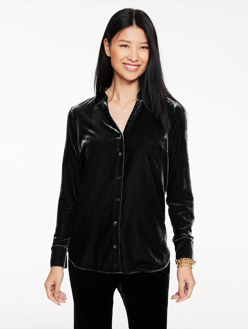 Velvet Button Front Shirt