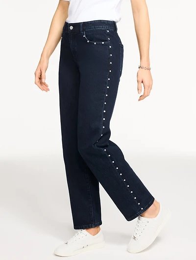 Tailored Mid Rise Straight Leg Jeans - Midnight Wash