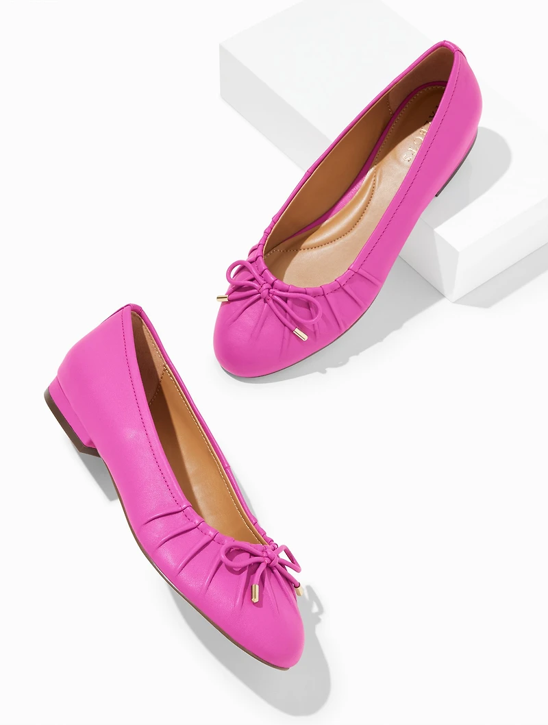 Madison Pleated Nappa Ballet Flats