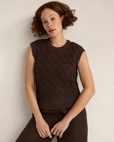 Organic Cotton Chain Pointelle Sweater Vest