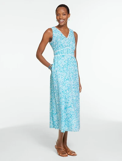 Voile Fit & Flare Dress - Watercolor Medallion