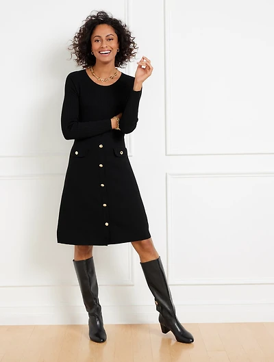 Ribbed Raglan Sweater Dress