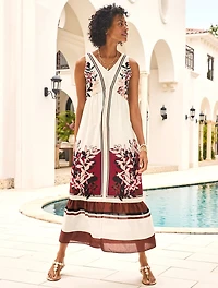 Voile Fit & Flare Dress - Bunched Foliage