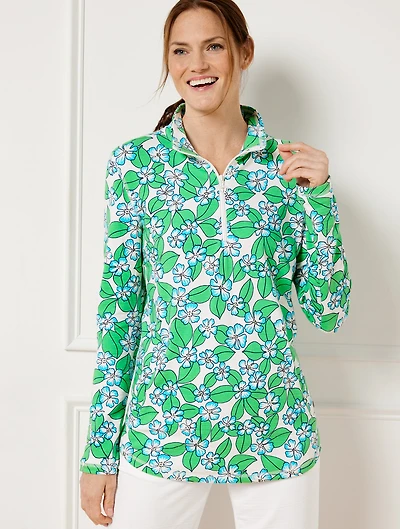 Cozy Crush Half-Zip Pullover - Floral Fields