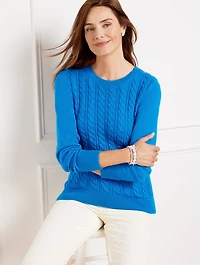 Soft Cable Knit Crewneck Sweater