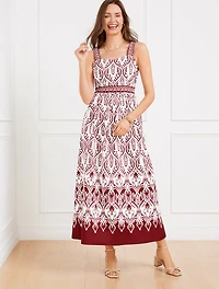 Modern Poplin Fit & Flare Dress - Bohemian Medallion
