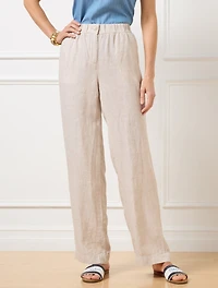 Wide Leg Washed Linen Pants - Cross-Dyed