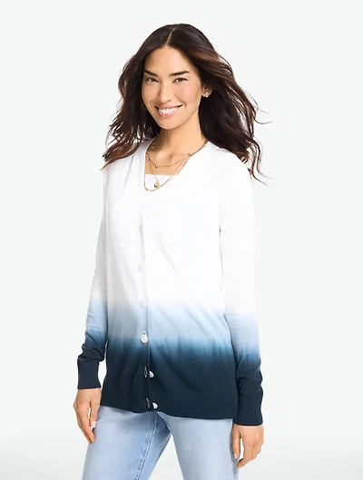 V-Neck Girlfriend Cardigan - Dip Dye