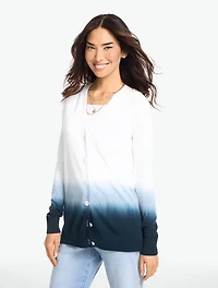 V-Neck Girlfriend Cardigan - Dip Dye