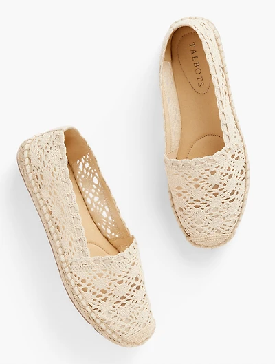Izzy Espadrille Flats - Floral Honeycomb Crochet