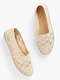Izzy Espadrille Flats - Floral Honeycomb Crochet