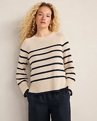 Organic Cotton Linen Stripe Crewneck