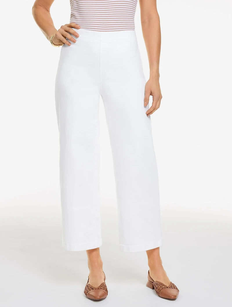 Wide Crop Pull-On Travel Jeans - White