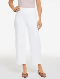 Wide Crop Pull-On Travel Jeans - White