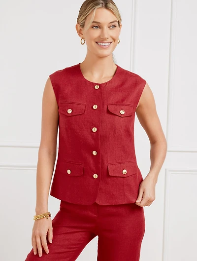 Classic Linen Short Vest