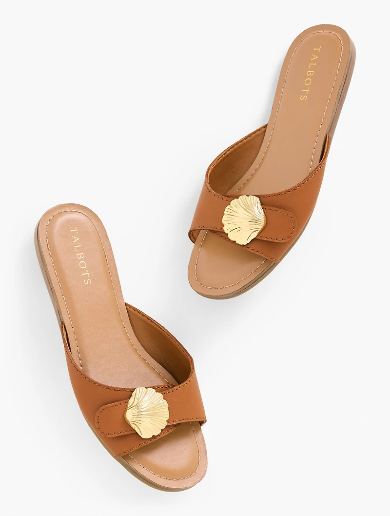 Kaia Shell Vachetta Slides