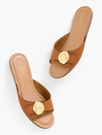 Kaia Shell Vachetta Slides