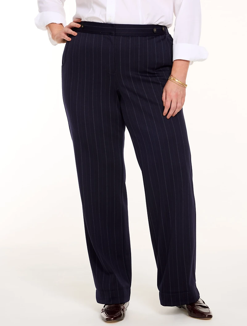 Polished Ponte Wide Leg Pants - Pinstripe