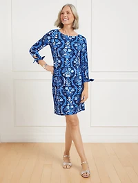 Effortless Jersey Tie Sleeve Dress - Damask Bouquet