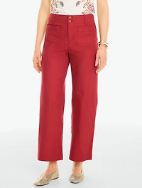 Stretch Knit Herringbone Wide Ankle Pants
