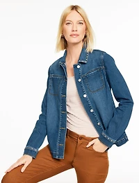 Studded Denim Shirt Jacket - Bleeker Wash