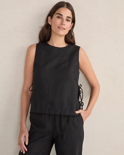Organic Cotton Linen Side Tie Tank