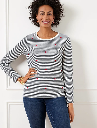 Crewneck Tee - Embellished Hearts
