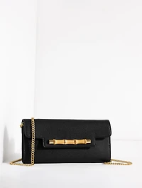 Pebble Leather Bamboo Clutch