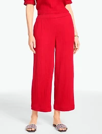 Cotton Gauze Straight Crop Pull-On Pants