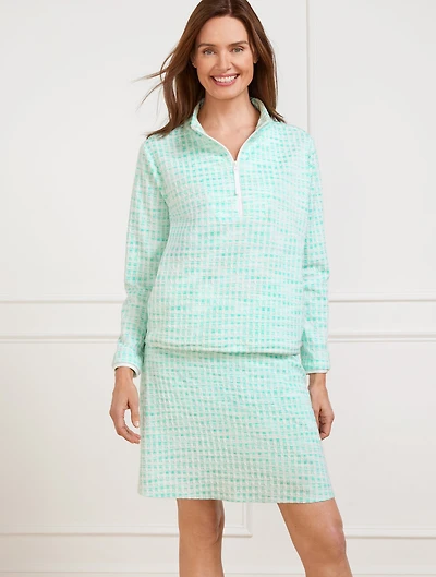Bungee Hem Half-Zip Sweatshirt - Picnic Plaid