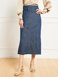 Refined Denim Midi Skirt
