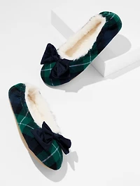 Lena Bow Slippers - Black Watch Plaid