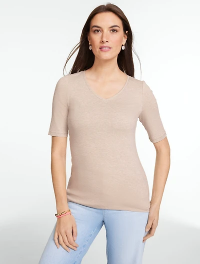 Elbow Sleeve V-Neck Tee