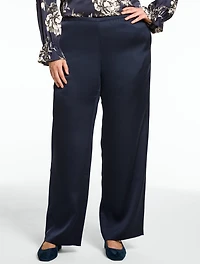 Satin Wide Leg Pull-On Pants