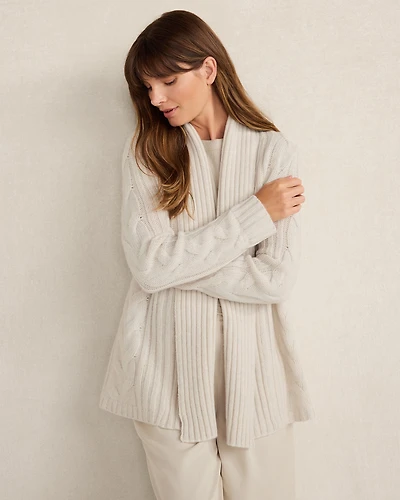 Cashmere Cable Open Front Cardigan