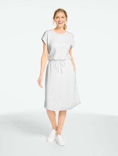 AirKnit Stretch Extended Shoulder Midi Dress