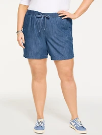 Pull-On Shorts - Chambray 5”