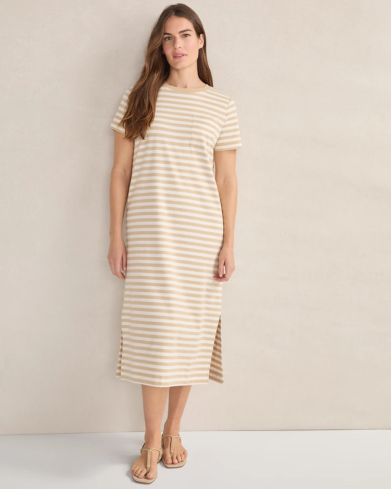 Organic Cotton Interlock Stripe T-Shirt Dress