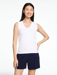 Draped V-Neck Ribbed Tank