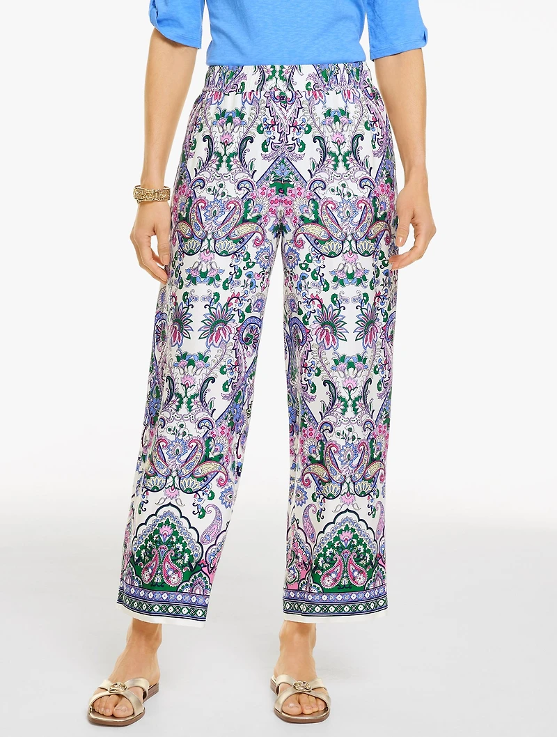 Wide Crop Pull-On Pants - Jubilant Paisley