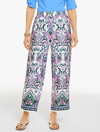 Wide Crop Pull-On Pants - Jubilant Paisley