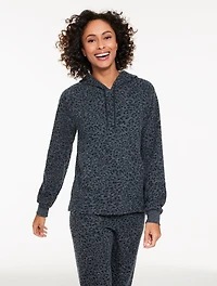 French Terry Hoodie - Tonal Cheetah